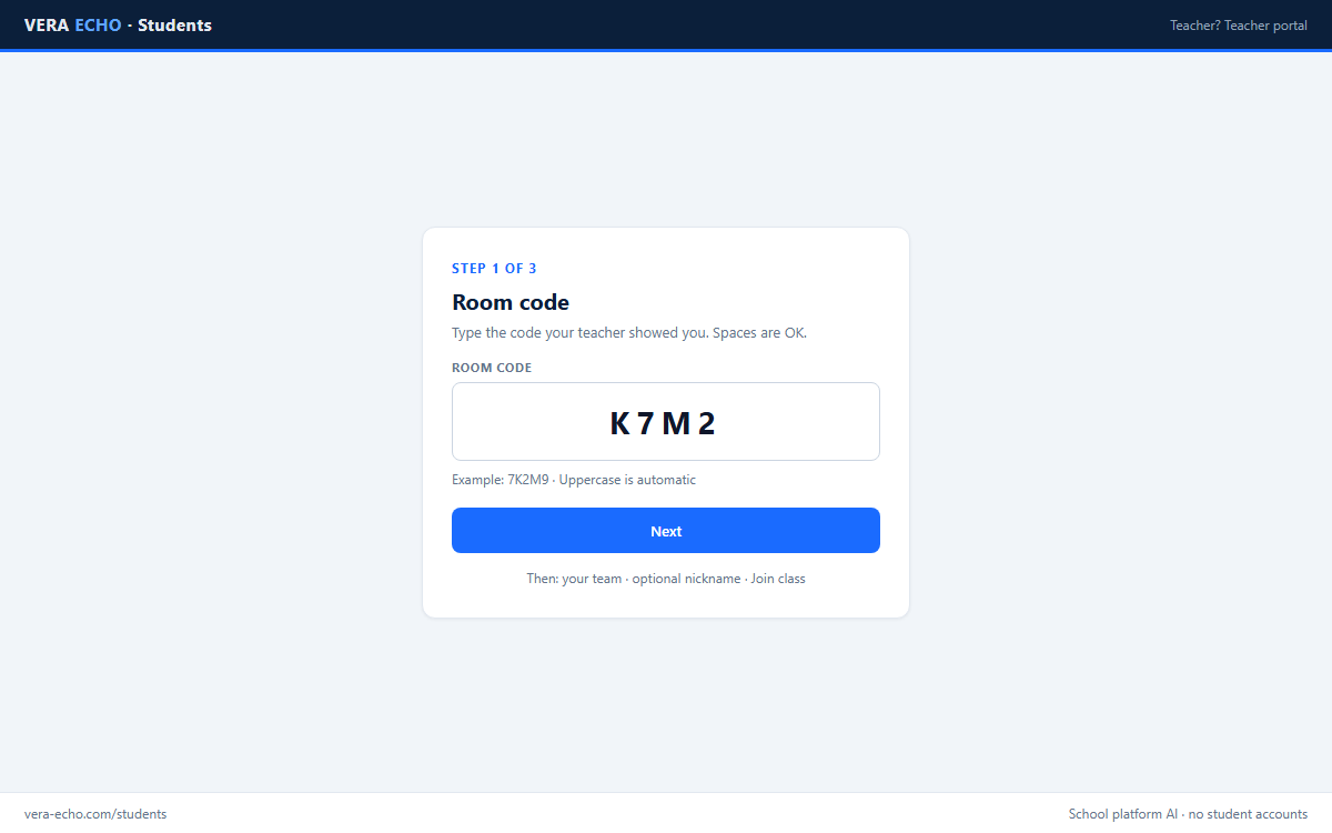 Student join with room code